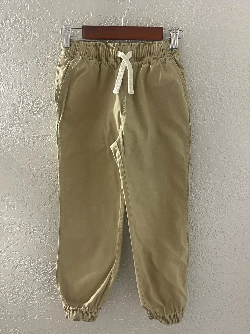 The Children's Place Khaki Jogger Pants White Drawstring Adjustable Waist Size 6
